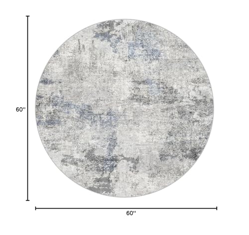 DMOYEST 5ft Round Area Rug for Living Room Washable Non Slip Circle Rug - color: Grey Blue, size: 5' (Round)