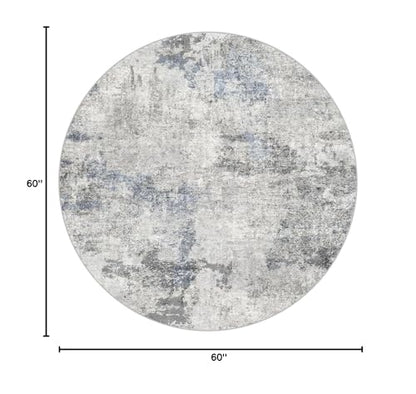 DMOYEST 5ft Round Area Rug for Living Room Washable Non Slip Circle Rug - color: Grey Blue, size: 5' (Round)