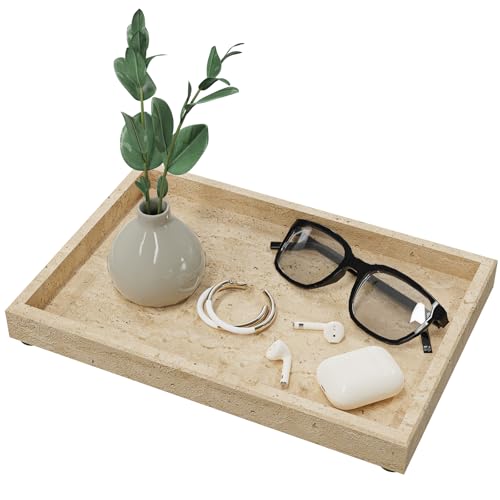 Marble Tray Bathroom, Pure Natural, 11.8x7.9x1.2 in, Travertine - color: Travertine