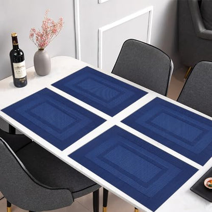 PIGCHCY Placemats,Washable Vinyl Woven Table Mats,Elegant Durable Placemats for Dining Table Set of 4 (18 x 12 inches, Navy Blue) - color: Box: Blue Navy, size: 4 Placemats