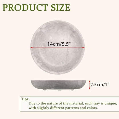 Hipiwe Small Key Bowl for Entryway, 5.5" Round Natural Travertine Tray - color: White/Grey, size: 5.5"