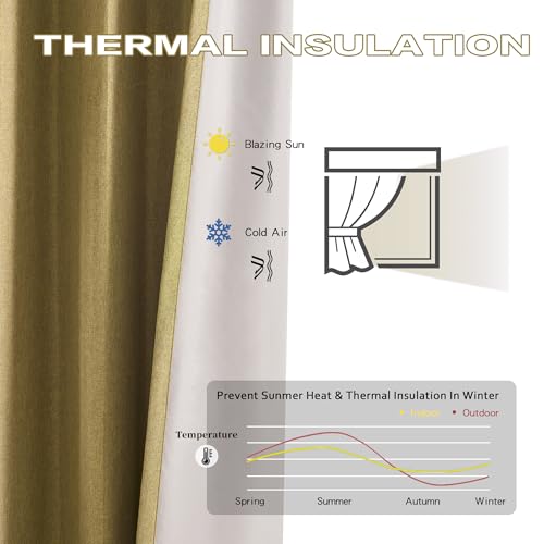 DUALIFE Mustard Yellow Pinch Pleated Blackout Curtains 63 Inches Long, Back Tab with Hooks, Linen Full Black Out Thermal Insulated Track Curtain for Bedroom Living Room,40 W x 63 L, 2 Panels - color: Mustard Yellow, size: 40"W x 63"L (Pack of 2)