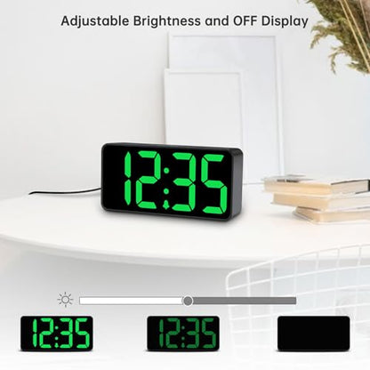 DreamSky Small Digital Alarm Clock for Bedroom with Large Big Numbers - color: Black Case Green Digits
