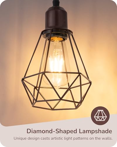 EDISHINE 70" Industrial 3 Light Floor Lamp with 3 LED Bulbs, Dimmable - color: Brown