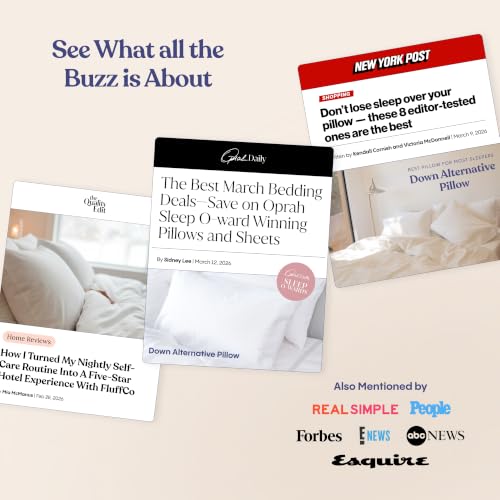 FluffCo Zen Fluff® Down Alternative Bed Pillows - Soft, Queen Size (1 Pack) - size: Queen (U.S. Standard)