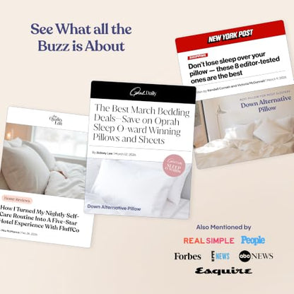 FluffCo Zen Fluff® Down Alternative Bed Pillows - Soft, Queen Size (1 Pack) - size: Queen (U.S. Standard)