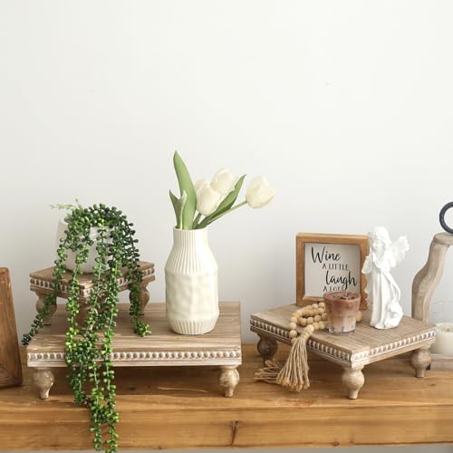 SwallowLiving Wooden Riser for display, Natural, Set of 3 - color: Natural