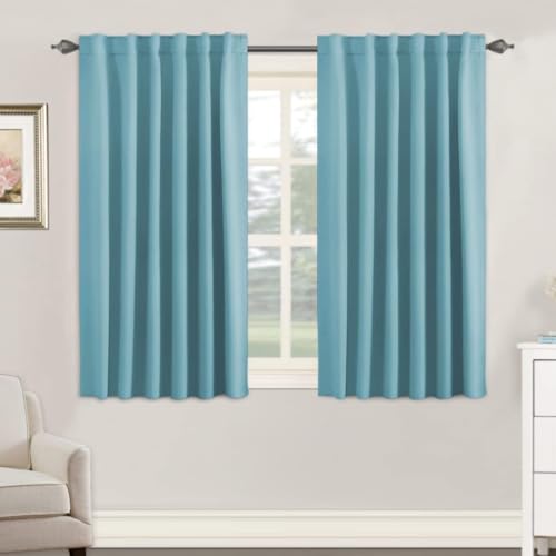 H.VERSAILTEX Blackout Curtains Thermal Insulated Window Treatment Panels Room Darkening Blackout Drapes for Living Room Back Tab/Rod Pocket Bedroom Draperies, 52 x 45 Inch, Aqua, 2 Panels - color: Aqua, size: 52"W x 45"L (Pack of 2)