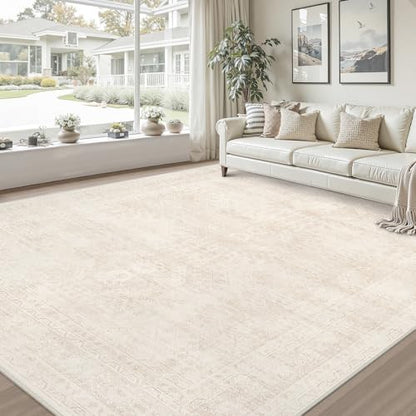 8x10 Area Rugs Living Room: Bedroom Neutral Washable Carpet Beige - color: Beige, size: 8' x 10' (Rectangular)