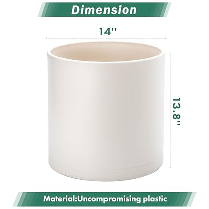 D'vine Dev Plastic Planter Pot with Saucer, 14 in, Oatmeal, 74-X-H-4 - color: Oatmeal, size: 14 Inch