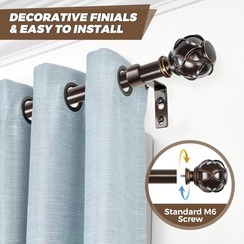 KAMANINA 1 Inch Curtain Rod 36-72 Inch, Antique Bronze Single Drapery Rods - color: Antique Bronze, size: 36-72"