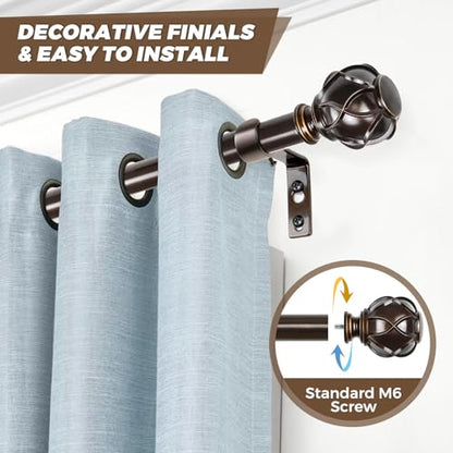 KAMANINA 1 Inch Curtain Rod 36-72 Inch, Antique Bronze Single Drapery Rods - color: Antique Bronze, size: 36-72"