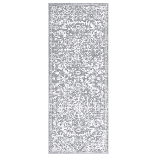 Pauwer Hallway Runner Rug 2x5, Washable Boho Kitchen Runner, Grey White - color: Grey White, size: 2' x 5' (Runner)