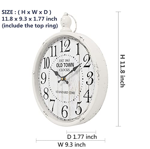 Menterry Retro Farmhouse Wall Clock. White Vintage Antique Style - color: White
