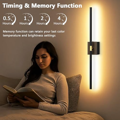 Eneru Battery Operated Wall Sconces Set of 2, Rechargeable Wireless Lights - color: Black, size: 2 Pack