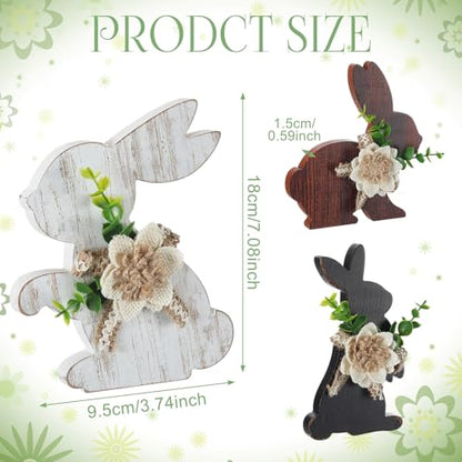 Yousoontic 3 Pcs Easter Table Decorations Farmhouse Bunny Decor, Side - style: Side