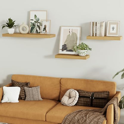 Vivelove Floating Shelves for Wall Mounted 16 inch Set of 2, Oak - color: Oak, size: 16”wx6.7”dx1.4”h