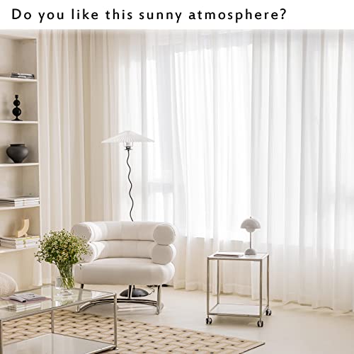 2 Panels Set Sheer Curtains 96 inch Length White 52" W x 96" L - color: White, size: 52"W x 96"L (Pack of 2)
