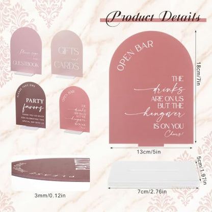 Weysat 4 Pcs Dusty Pink Acrylic Wedding Signs for Ceremony Reception - color: Dusty Pink