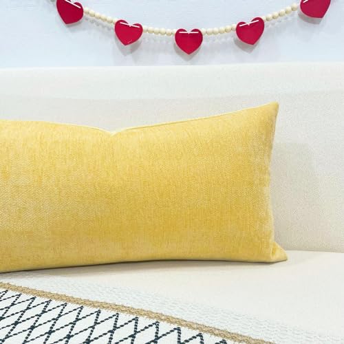 Slow Cow Chenille Lumbar Throw Pillow Cover 12 x 24 Inches Yellow - color: D-chenille Yellow, size: 24" x 12" (Pack of 1)