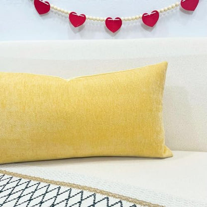 Slow Cow Chenille Lumbar Throw Pillow Cover 12 x 24 Inches Yellow - color: D-chenille Yellow, size: 24" x 12" (Pack of 1)
