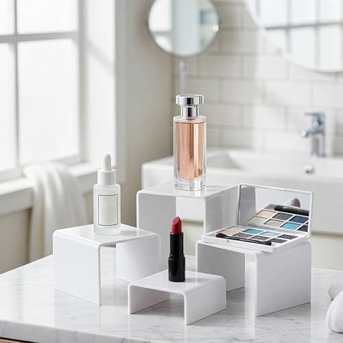 Chuangdi 20 Pcs Acrylic Display Risers, White Plastic Product Stand - color: White, size: Medium Set