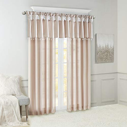 Madison Park Faux Silk Valances for Windows with Beads, 50x26 Blush - color: Blush, size: 50"W x 26"L (Pack of 1), style: Valance