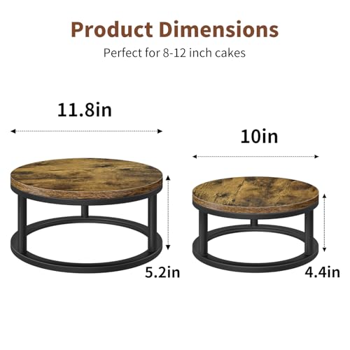 2 Pack Rustic Round Cake Stand Set, 10/12 Inch Cupcake Pedestal Stands - size: 2 Pack