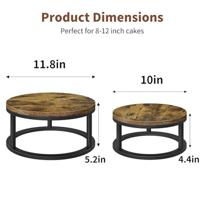 2 Pack Rustic Round Cake Stand Set, 10/12 Inch Cupcake Pedestal Stands - size: 2 Pack