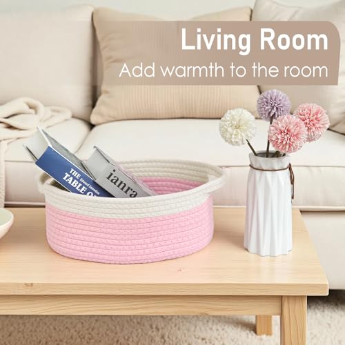JMvicyroam Small Woven Basket, Empty Gift Basket, White&Pink/1 Pack - color: White&Pink, size: 1 Pack