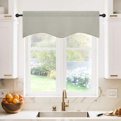 NICETOWN 2 Panels Natural Kitchen Blackout Valances for Windows, 42W x 18L - color: Natural, size: 42"W x 18"L (Pack of 2)