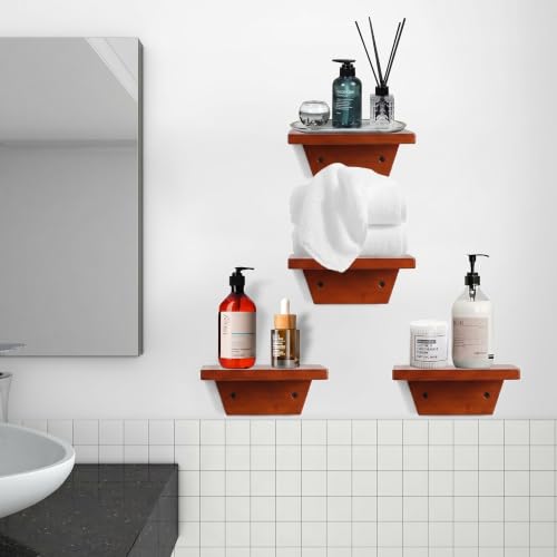 Small Wall Shelves,Speaker Shelf,Floating Shelf Trapezoid for Wifi Router - color: Light Walnut, size: Set of 2