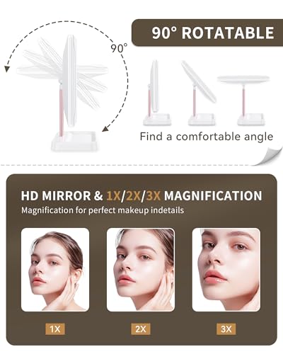 BERTHALESS Makeup Mirror Vanity Mirror with Lights, 1X 2X 3X Magnification - color: White