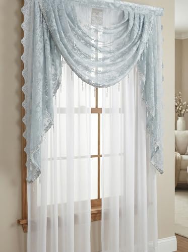 Molaxhome Grey Lace Window Valance Curtains Swag Victorian Gothic Style - color: Grey, size: 39.4"W x 41.3"L (Pack of 1)