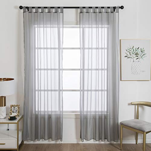 1 PCS Tab Top Semi Sheer Curtain, Silver Gray, 96H x 55W in - color: Silver Gray, size: 55"W x 96"L (Pack of 1)