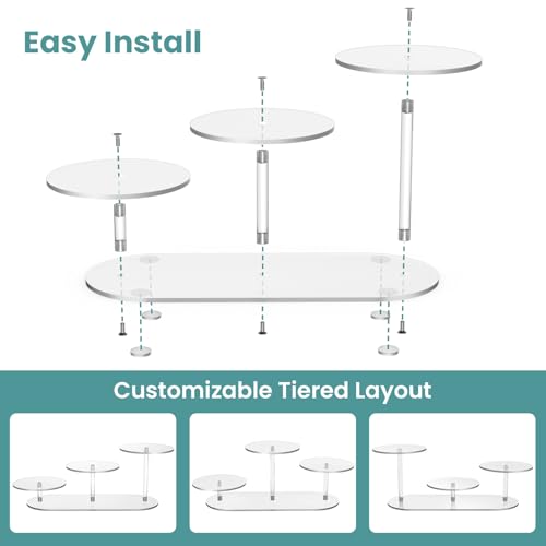 NiHome 3-Tier Acrylic Display Riser for LEGO Botanicals & Cupcakes, Clear