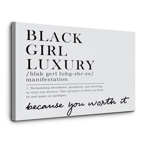 JINYO Black Girl Luxury Canvas Wall Art Framed, Gifts for Black Women, Inspirational African American Gifts Poster Prints for Home College Dorm Office Wall, 11x14 Inch - color: Black girl wall art