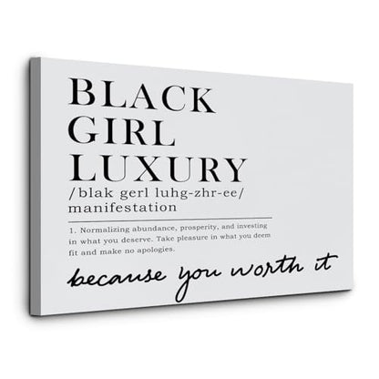 JINYO Black Girl Luxury Canvas Wall Art Framed, Gifts for Black Women, Inspirational African American Gifts Poster Prints for Home College Dorm Office Wall, 11x14 Inch - color: Black girl wall art