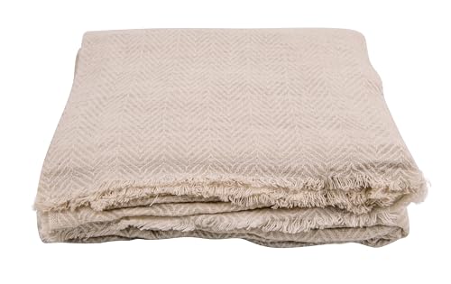 Cashmere Blanket – Hand Woven 100% Cashmere Wool Throw Blanket, 135 x 270 cm – Plain Cozy, and Soft Blanket for Bed, Sofa, or Couch - Made in Nepal - color: White