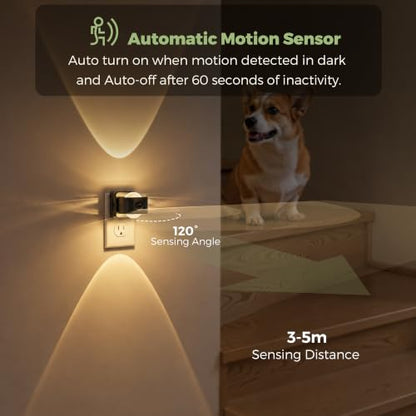 L LOHAS LED Night Light, Motion Sensor Night Lights Plug in Wall Projector - color: Black-Motion