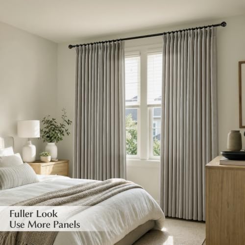 Semi Sheer Pinch Pleated Linen Curtains for Living Room 84 Inches, Taupe - color: Taupe, size: 40"W x 84"L (Pack of 2)