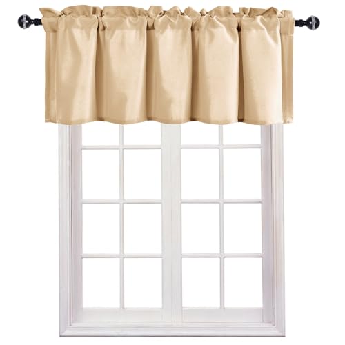JIUZHEN Beige Valance Curtains for Window 1 Panel, 60 x 18 Inches - color: Beige, size: 60"W x 18"L (Pack of 1)