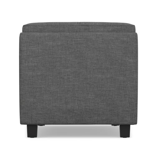 SIMPLIHOME Avalon 42" Wide Linen Look Fabric Storage Ottoman in Slate Grey - color: Slate Grey