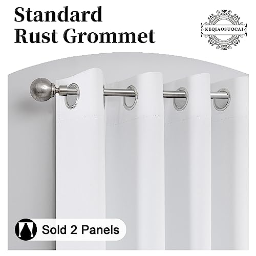KEQIAOSUOCAI Pure White 100% Blackout Linen Curtains 80 Inches Long 2 Panels for Bedroom,Modern Farmhouse Full Black Out Room Darkening Thermal Insulated Window Curtain Panels W50 x L80 Inch Length - color: Pure White, size: 50"W x 80"L (Pack of 2)