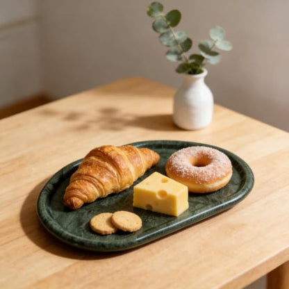 Natural Marble Vanity Tray,Special-Shaped Jewelry Tray for Bathroom - color: Indian Green, size: 9.1" x 6.3" x 0.6"