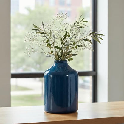 Sunddo Navy Blue Ceramic Vase, 7 Inch - color: Dark Blue, size: 7 inch