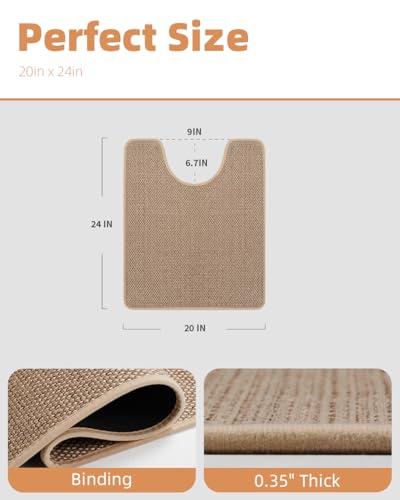 PADOOR Braided Toilet Rugs U Shaped 20''x24'', Non Slip Toilet Mat, Beige - color: Beige, size: 20''x24'' U-Shaped