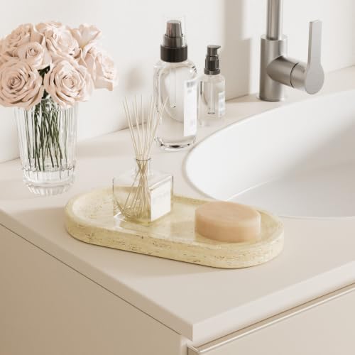 Decorative Trays with Natural Patterns,9.8x4.7x0.7in,Travertine - color: Travertine