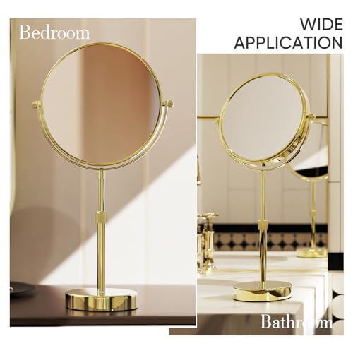 Nicesail Adjustable Tabletop Makeup Mirror Magnified Vanity Gold 10X - color: Gold-10x