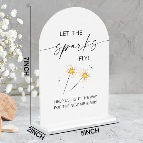 Let Sparks Fly Wedding Sign Sparkle Sign for Wedding Engagement Bridal Shower Party Acrylic sign for Table Desk - color: let the sparks fly